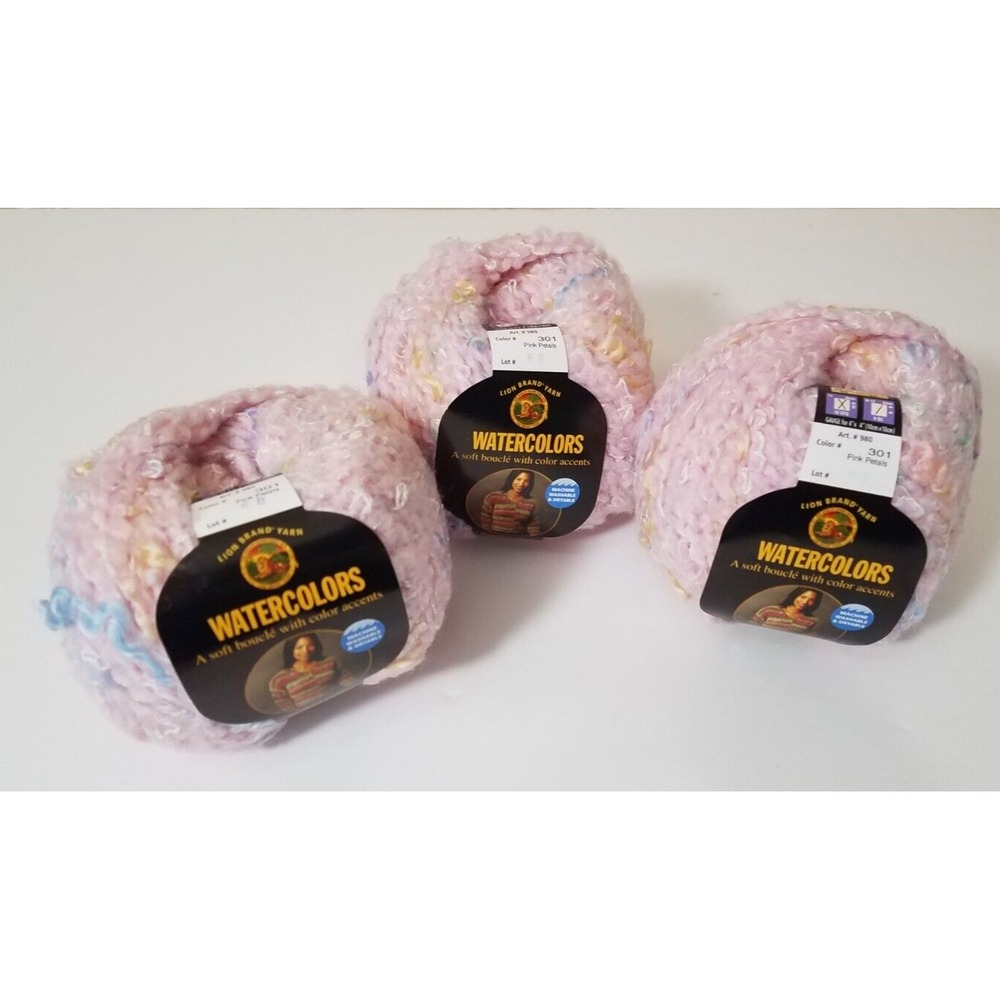 Lion Brand Yarn Watercolors Soft Boucle Pink Petals #301 Lot of 3 NEW